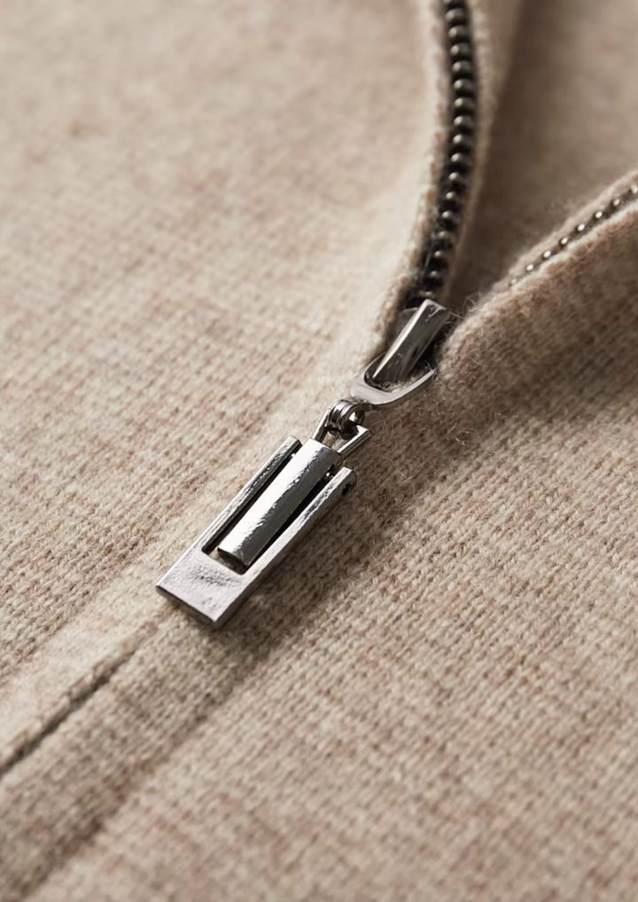 KARDIGAN ZIP POLO Z EXTRA-FINÍ MERINO VLNOU