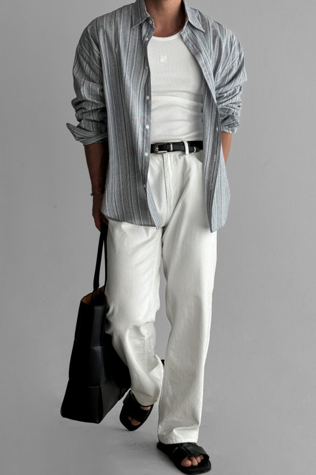 Košile na ochranu před sluncem s pruhy Old Money, bez sušení