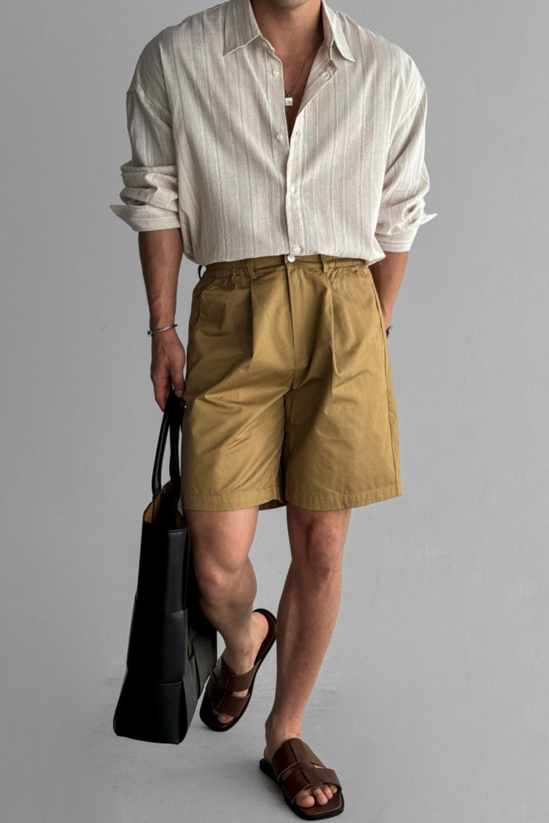 Košile na ochranu před sluncem s pruhy Old Money, bez sušení