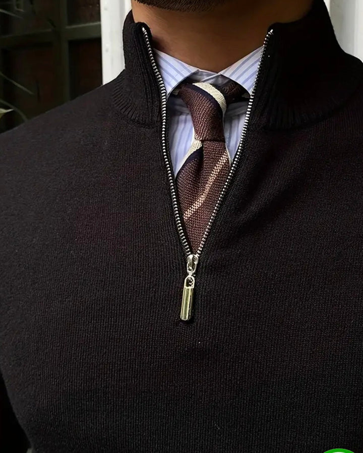 Pulovr ROMA s polo zipem