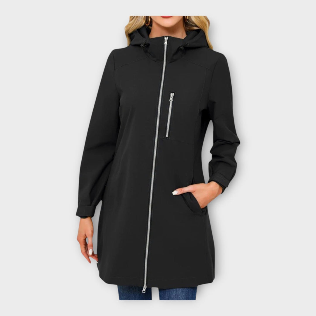 Dlouhá voděodolná bunda s kapucí