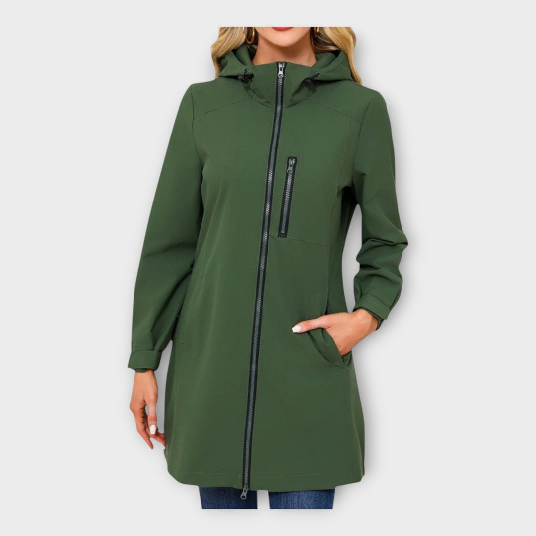 Dlouhá voděodolná bunda s kapucí