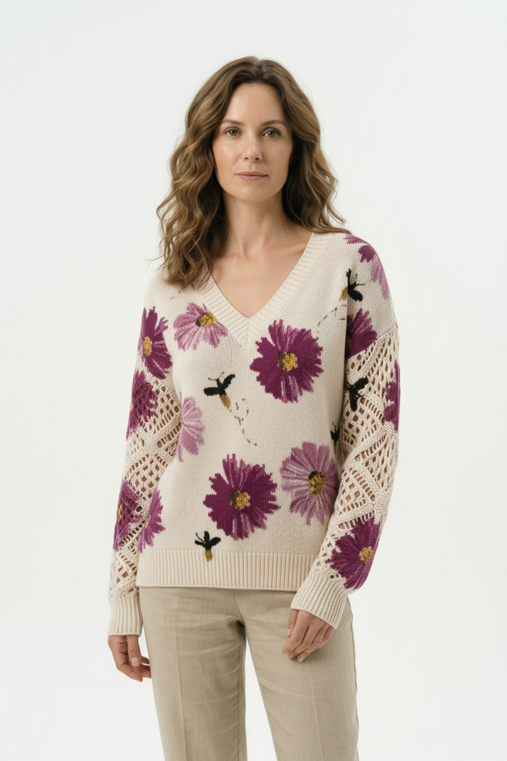 Svetr Pletený s Krajkovými Detaily