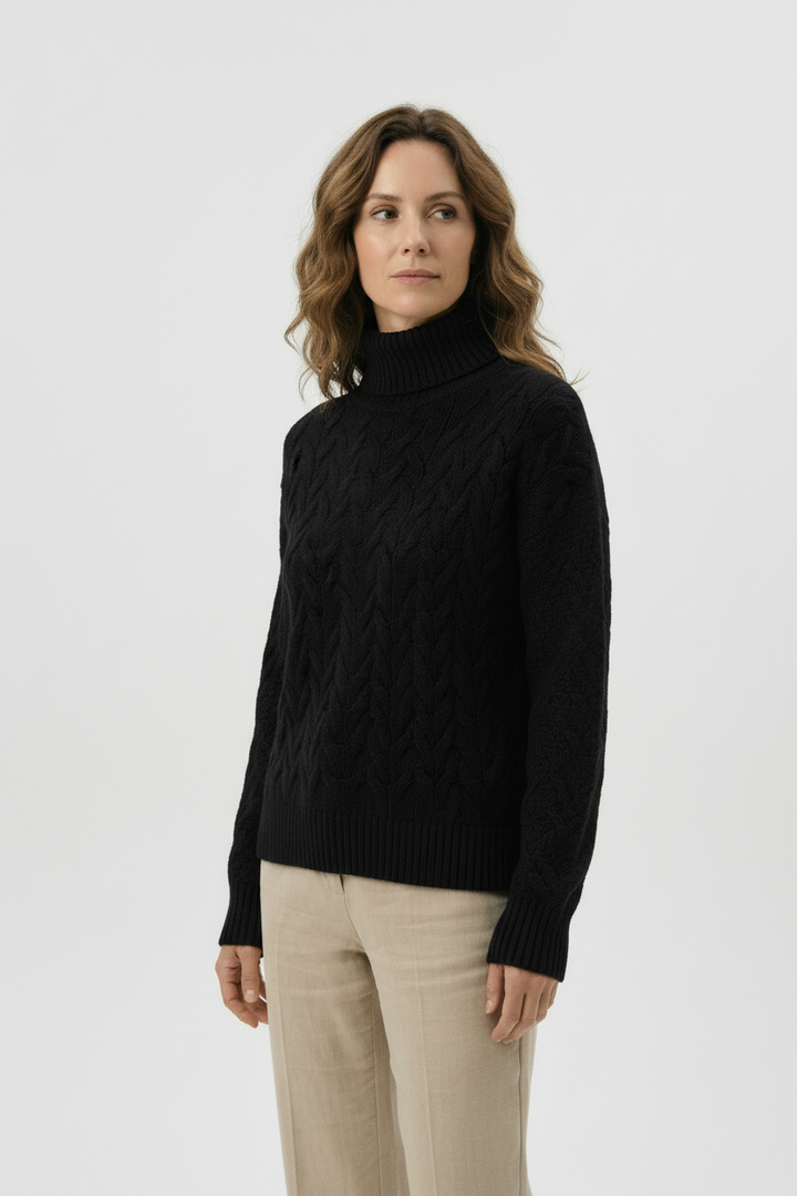 Eva - Dámský pulovr s pleteným detailem