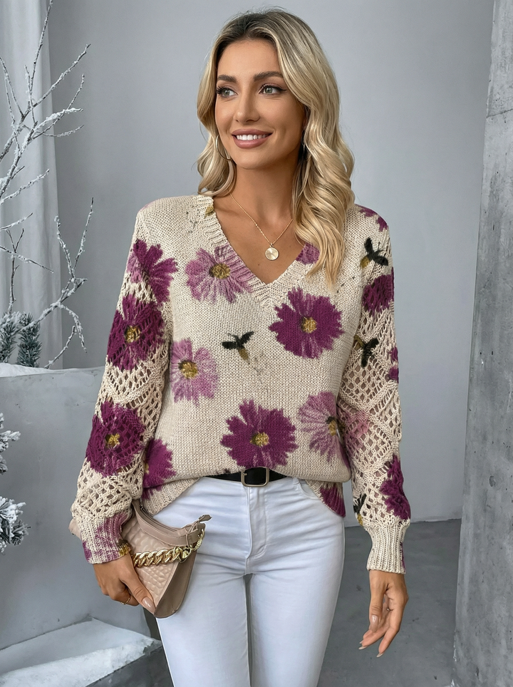 Svetr Pletený s Krajkovými Detaily