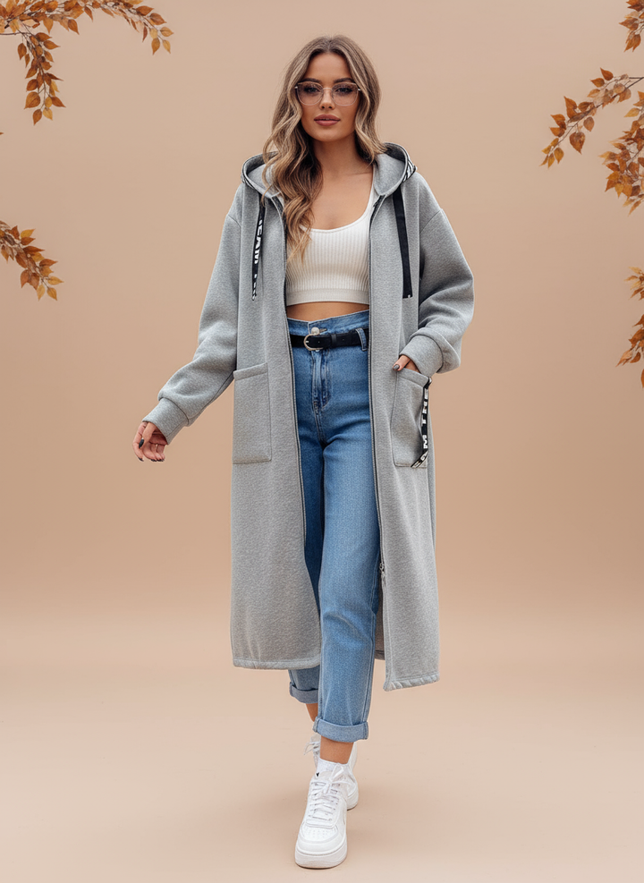 Dlouhý kabát s kapucí