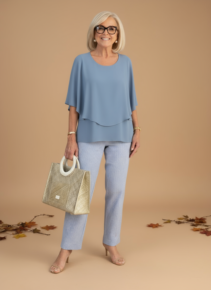 Stylový set s pohodlnou blůzou a kalhotami