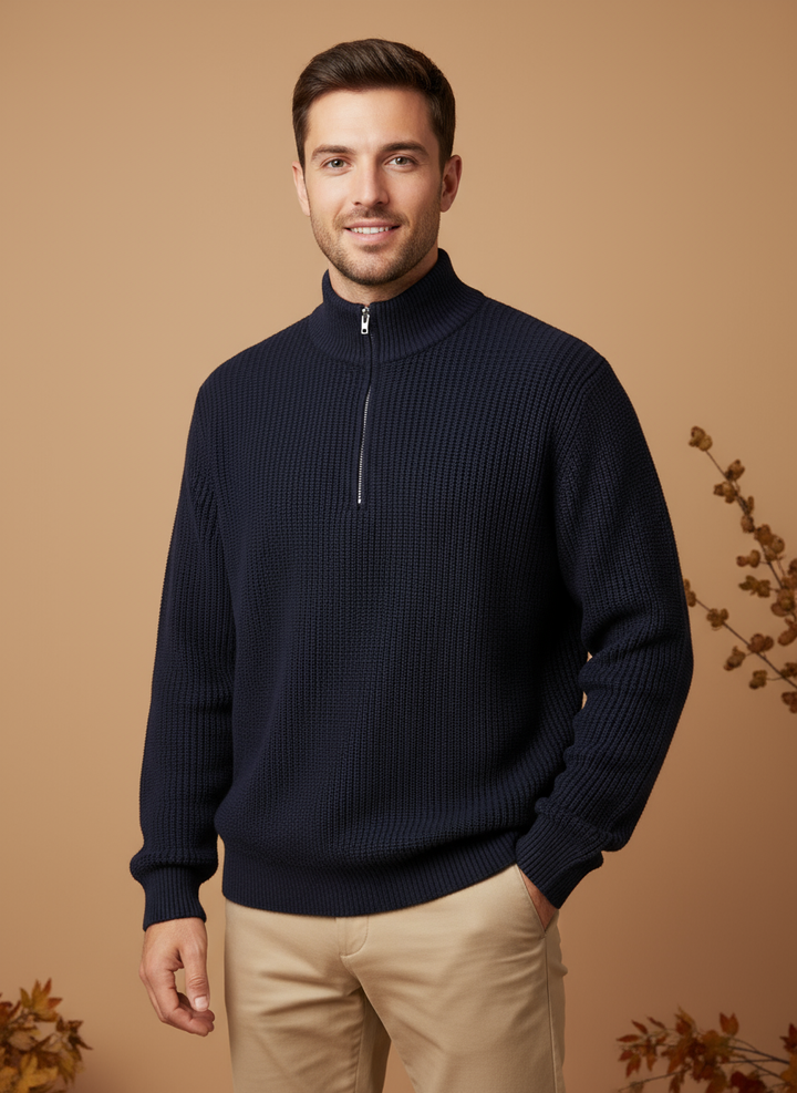 Pulovr JEONJU s polo zipem