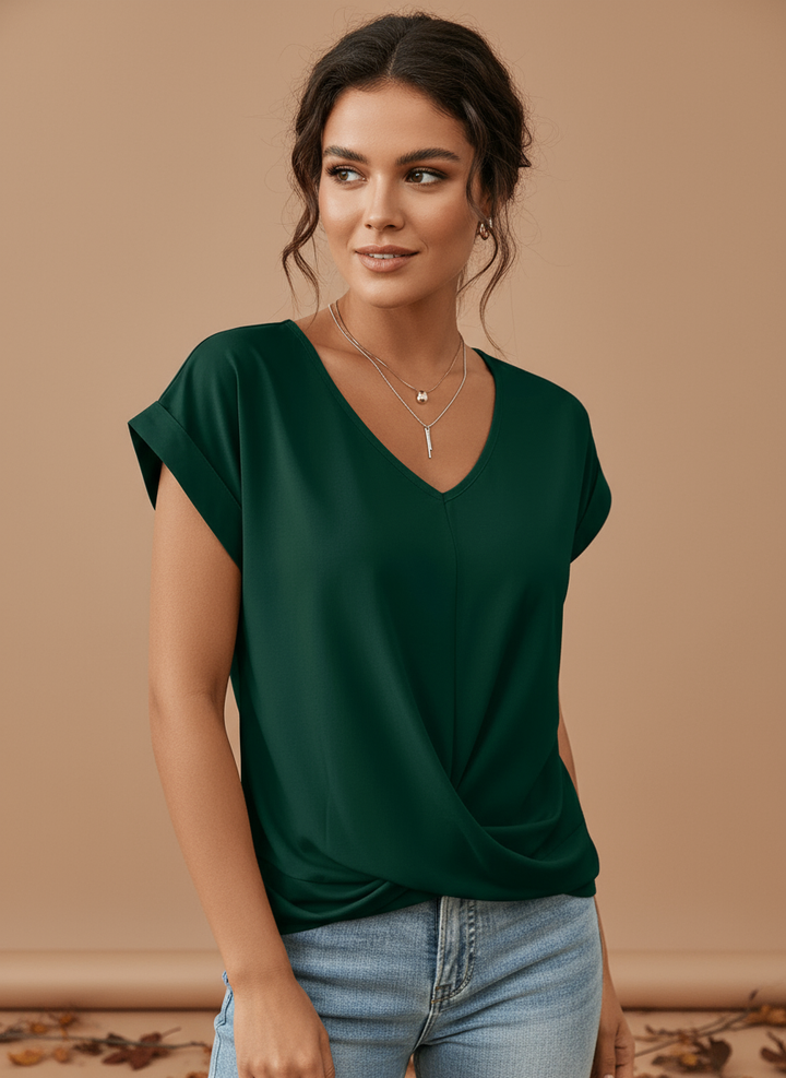 Blůza s výstřihem do V a krátkým rukávem